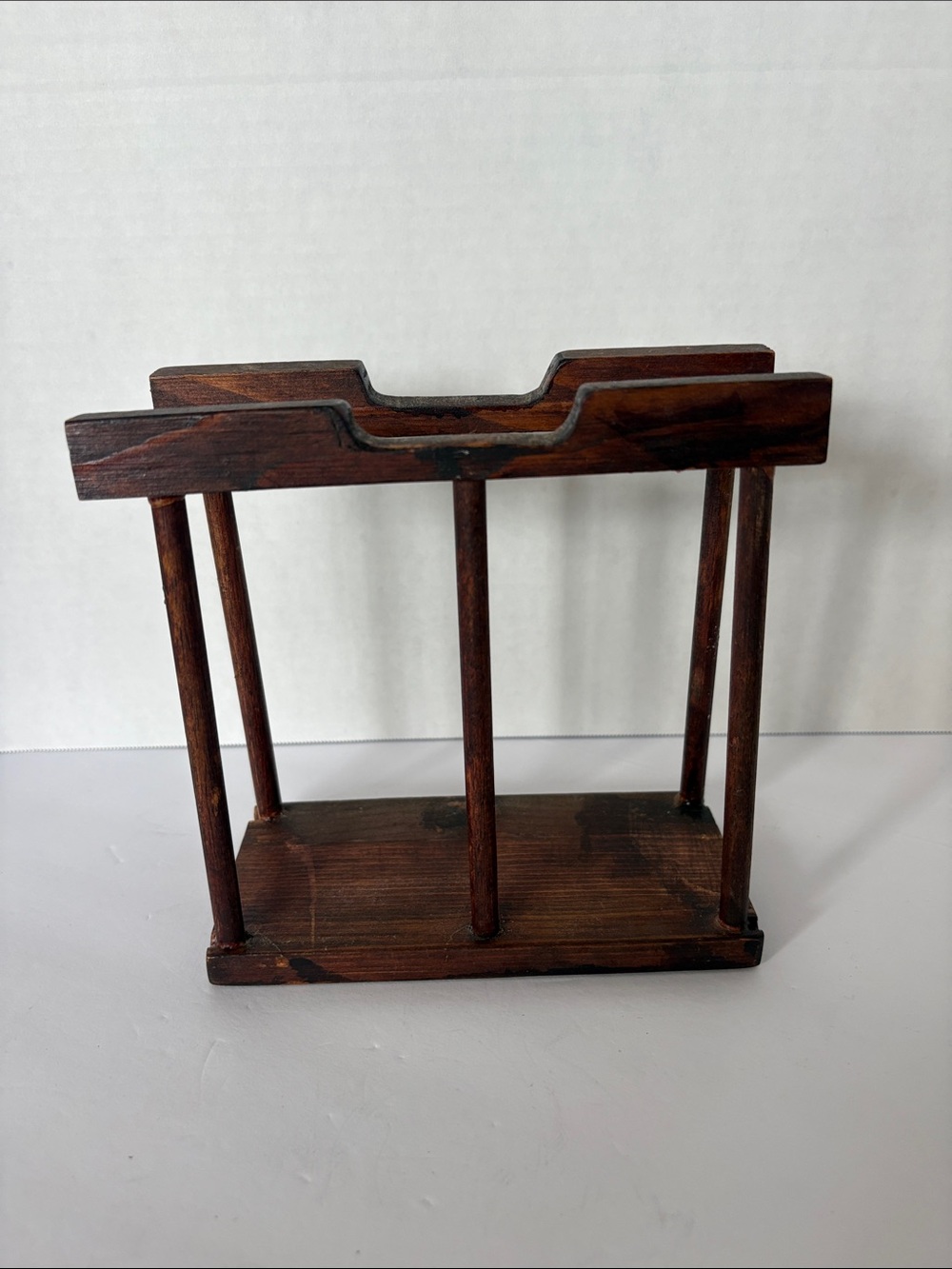 VTG Wooden Napkin and Letter Holder - Dark Brown